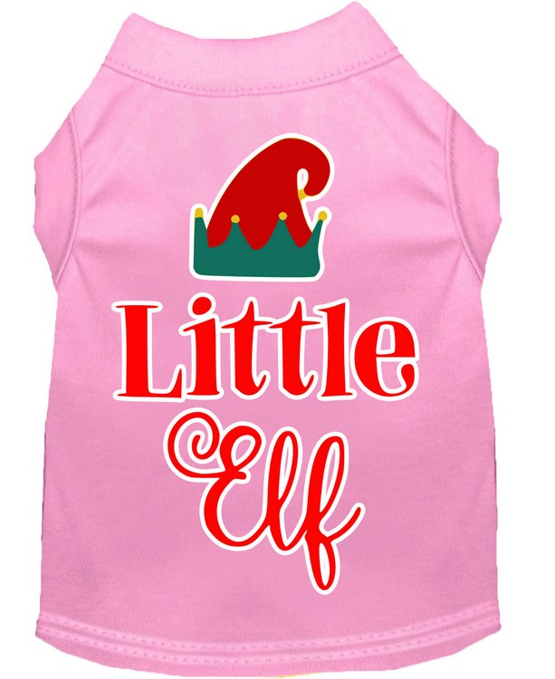 Little Elf Screen Print Dog Shirt Light Pink XS